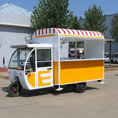 スナック を 提供 する 3 輪 の 食事 車 牛乳 茶 冷たい 飲み物 揚げ た ストリング など