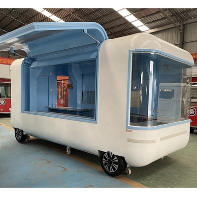 ストリート販売のためのカスタマイズ可能な屋外ファーストフードカート コーヒーバーガー フライとアイスクリーム