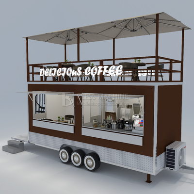 時速40キロ 移動式カフェ ファーストフード レストラン トラックトレーラー 2階