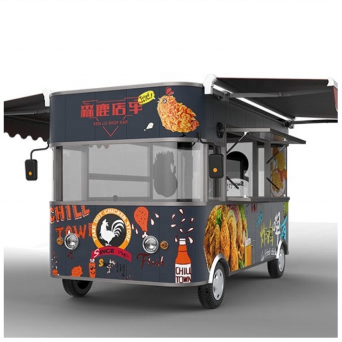 1000KG 電動四輪冷酒 ミルク 紅茶 アイスクリーム カフェ バー モバイル スタンド スナック 販売車 飲食車